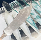 6 x Vintage Silver Plate Fish Knives & Forks Art Deco Pattern Continental