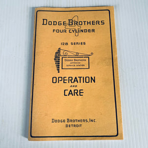 Vintage Dodge Four Cylinder 128 Series Operation And Care Manual