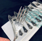 6 x Vintage Silver Plate Fish Knives & Forks Art Deco Pattern Continental