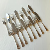 8 x Vintage English Silver Plate Fish Knives & Forks by Philip Marks of Sheffield Kings Pattern EPNS