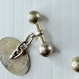 Vintage Sterling Silver Gentleman’s Chain Cufflinks Oval Blank For Engraving