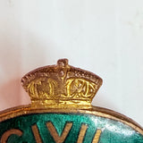 Vintage World War II SA Civil Defence Green Enamel Badge Schlank Adelaide 1940s