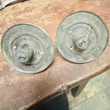 Pair Of Vintage Indicator Lens Light Assemblies Orange Beehive & Metal Surrounds