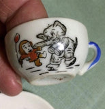 Vintage Miniature Made In Japan Ceramic Trio Monkey Elephant Plate Cup Sugar