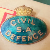 Vintage World War II SA Civil Defence Green Enamel Badge Schlank Adelaide 1940s
