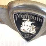 Vintage 1937 Plymouth Trunk Boot Lid Enamel & Metal Ornament Emblem