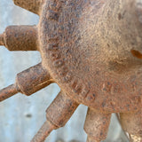 Pair Of Large Steel Wheels For Garden Art By Bettendorf Wheel Co of Davenport, Iowa - PICKUP ONLY, NO SHIPPING!!!