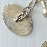 Vintage Sterling Silver Gentleman’s Chain Cufflinks Oval Blank For Engraving