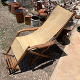 1930s Vintage Wood And Canvas Sling Reclining Steamer Chair
