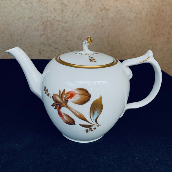Vintage Royal Copenhagen Fine Bone China Teapot Brown Iris Pattern