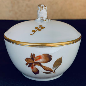 Vintage Royal Copenhagen Fine Bone China Lidded Sugar Pot Brown Iris Pattern