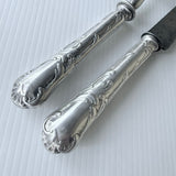 Vintage Christofle France 2 Piece Carving Set Steel & Silver Plate Rococo Pattern