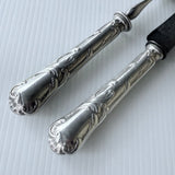 Vintage Christofle France 2 Piece Carving Set Steel & Silver Plate Rococo Pattern