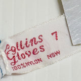 Vintage Collins of NSW 1950s Long Turquoise Blue Nylon Gloves