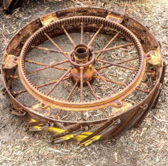 Huge Rustic Wheel Massive Garden Art Statement Piece
