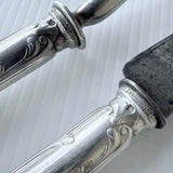 Vintage Christofle France 2 Piece Carving Set Steel & Silver Plate Rococo Pattern