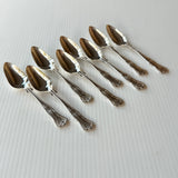 8 x Vintage English Silver Plate Tea Spoons by Philip Marks of Sheffield Kings Pattern EPNS
