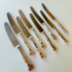 8 x Vintage English Silver Plate Butter Knives Philip Marks EPNS Kings Pattern