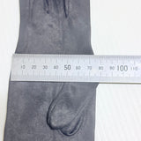 Vintage 1950s Long Black Satin Fabric Gloves Elastic Gathered At Side Wrist Small Size