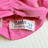 Vintage Mambo 1950s 1960s Long Deep Pink Nylon Gloves Elastic Ruching Small Size 7.5