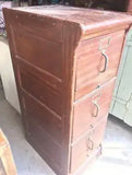 Solid Oak Antique Filing Cabinet Three Drawers With Drop Down Fronts