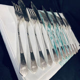 6 x Vintage Silver Plate Fish Knives & Forks Art Deco Pattern Continental