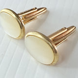 Vintage Gold Tone Mother Of Pearl Men’s Cufflinks Oval Toggle Back West Germany
