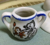 Vintage Miniature Made In Japan Ceramic Trio Monkey Elephant Plate Cup Sugar