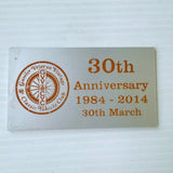 Gawler Veteran Vintage & Classic Vehicle Club SA 30th Anniversary Plaque 1984 - 2014