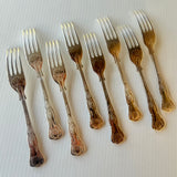8 x Vintage English Silver Plate Entree Forks Philip Marks EPNS A1 Kings Pattern