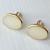 Vintage Gold Tone Mother Of Pearl Men’s Cufflinks Oval Toggle Back West Germany