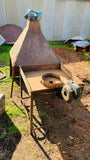 Vintage Blacksmith Forge Table With Blower And Chimney