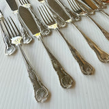 8 x Vintage English Silver Plate Fish Knives & Forks by Philip Marks of Sheffield Kings Pattern EPNS