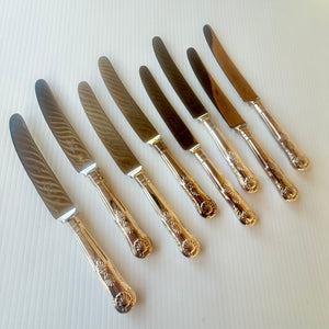 8 x Vintage English Silver Plate Entree Knives Philip Marks EPNS Kings Pattern