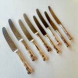 8 x Vintage English Silver Plate Entree Knives Philip Marks EPNS Kings Pattern