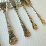 8 x Vintage English Silver Plate Fish Knives & Forks by Philip Marks of Sheffield Kings Pattern EPNS