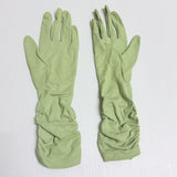 Vintage Dents Australia 1950s Long Green Gloves Elastic Ruching