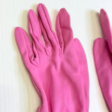 Vintage Mambo 1950s 1960s Long Deep Pink Nylon Gloves Elastic Ruching Small Size 7.5