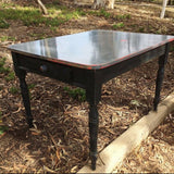 Large Antique Black Painted Turned Leg Dining Table