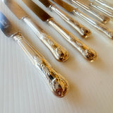 8 x Vintage English Silver Plate Dinner Knives Philip Marks EPNS Kings Pattern