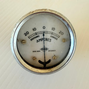 Vintage Original Amperes Gauge Ammeter By Rose Of Sydney Untested Sold As Is