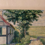 Vintage German Oil On Canvas ‘Kastaniehuset’ The Chestnut House 1951