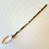 Vintage Silver And Cloisonne Enamel Handle Iced Tea Spoon Straw Sipper Swizzler