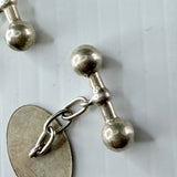 Vintage Sterling Silver Gentleman’s Chain Cufflinks Oval Blank For Engraving