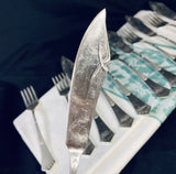 6 x Vintage Silver Plate Fish Knives & Forks Art Deco Pattern Continental