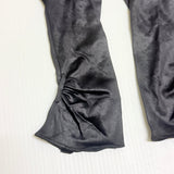 Vintage 1950s Long Black Satin Fabric Gloves Elastic Gathered At Side Wrist Small Size