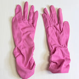 Vintage Mambo 1950s 1960s Long Deep Pink Nylon Gloves Elastic Ruching Small Size 7.5