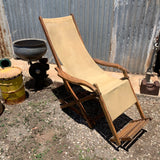 1930s Vintage Wood And Canvas Sling Reclining Steamer Chair