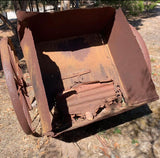 Large Two Wheel Cart With Remains Of Riveted Water Tank For Garden Or Yard Art