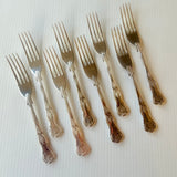 8 x Vintage English Silver Plate Entree Forks Philip Marks EPNS A1 Kings Pattern
